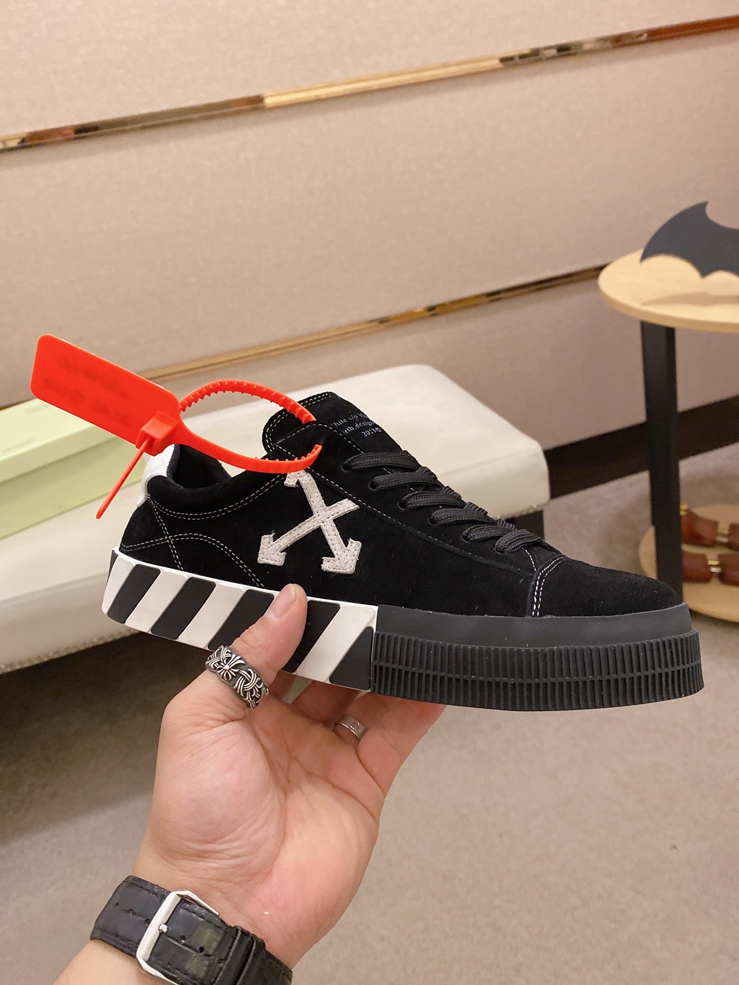 Off-White Vulcanized Black Low Top Sneakers