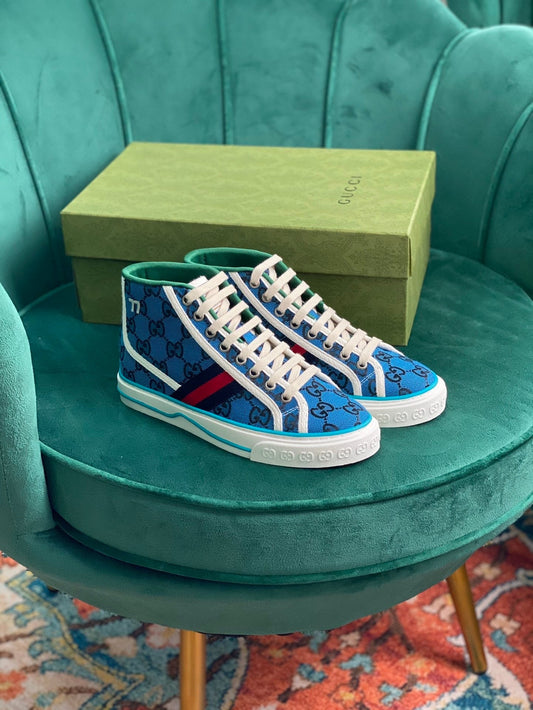 Gucci Tennis 1977 GG Multicolor high-top Blue