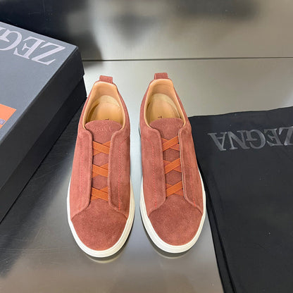 ZEGNA Suede Triple Stitch Sneakers