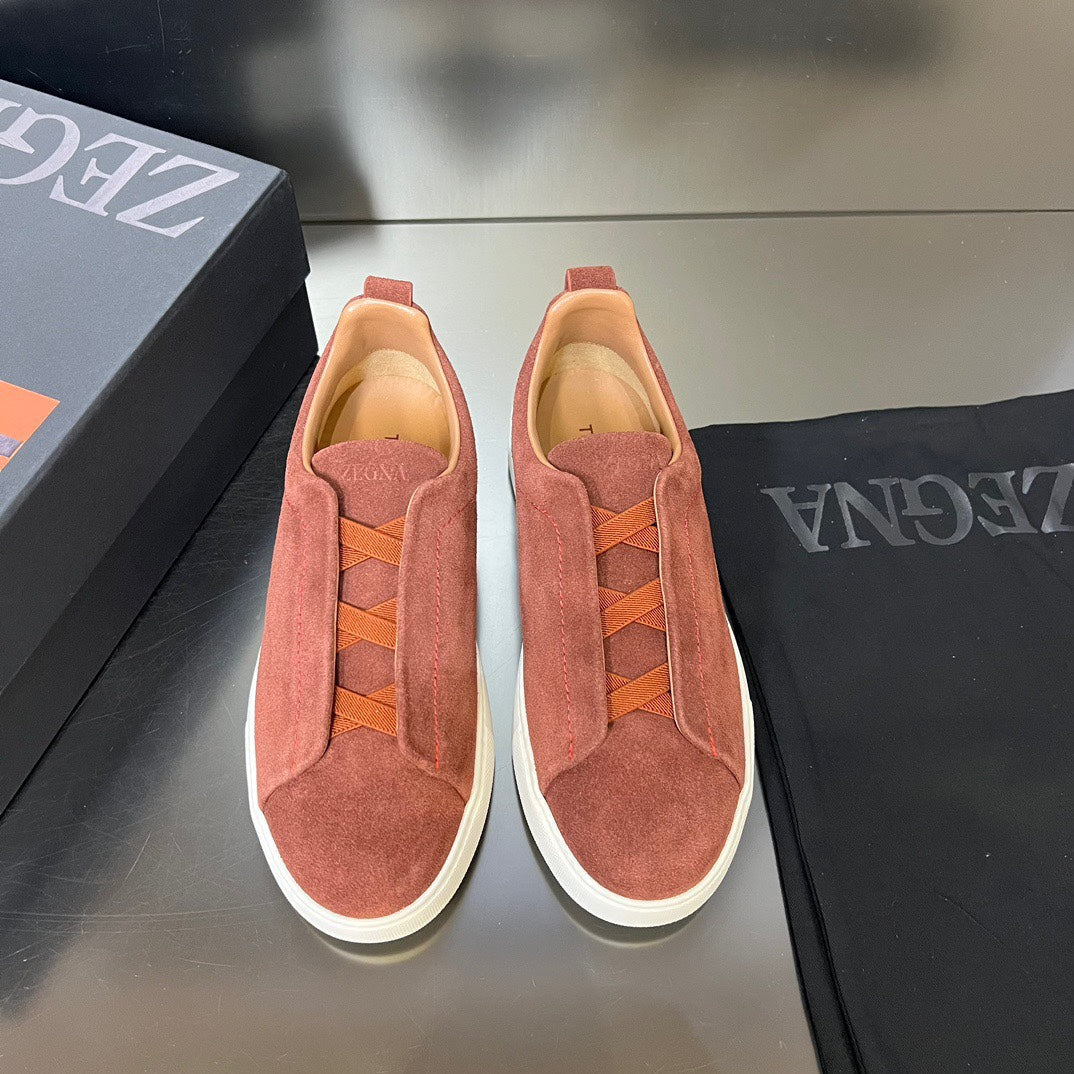 ZEGNA Suede Triple Stitch Sneakers
