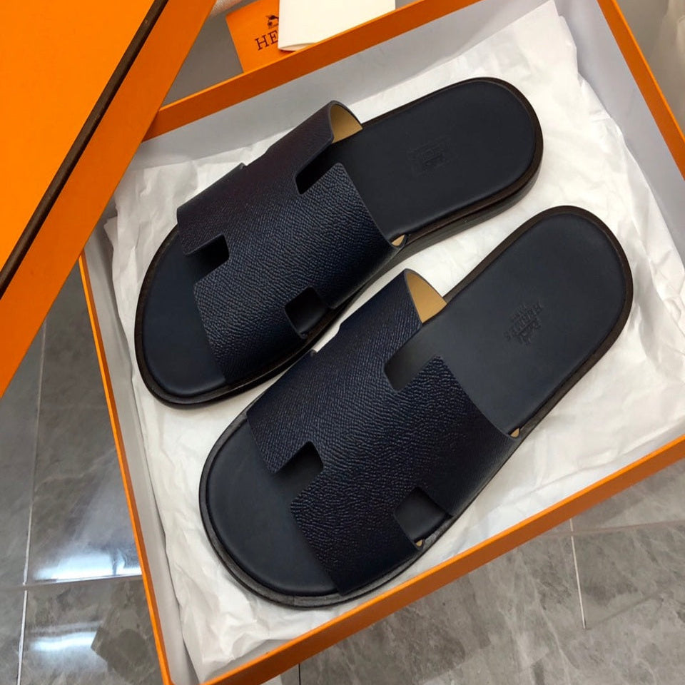 Hermes Izmir Sandal Noir Smooth Calfskin Leather Black