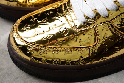 Louis Vuitton x Nike Air Force 1 Low Metallic Gold