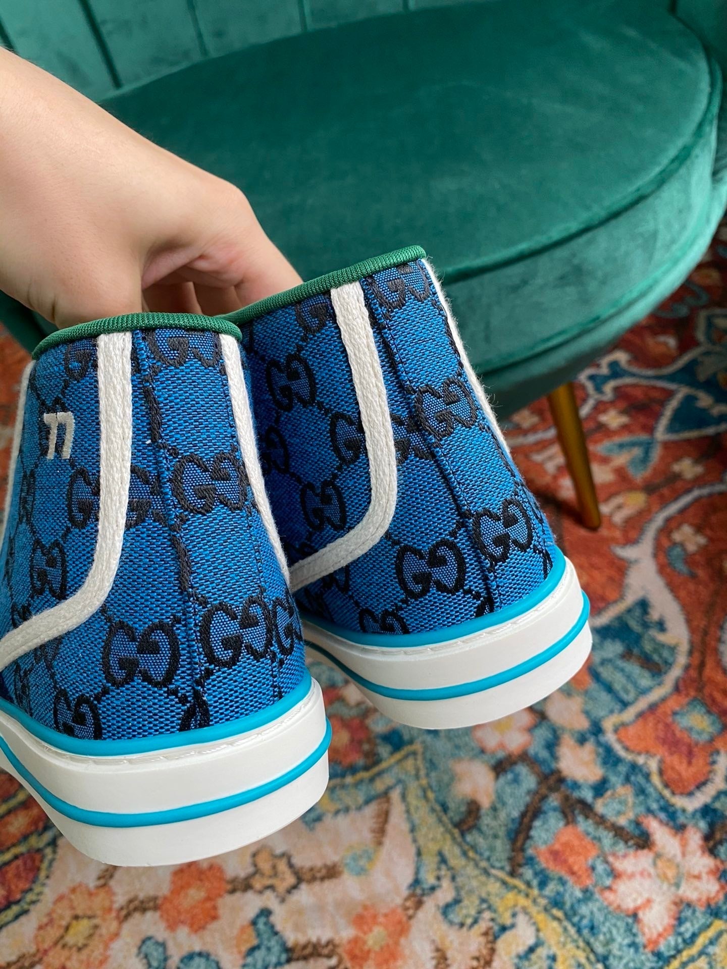 Gucci Tennis 1977 GG Multicolor high-top Blue