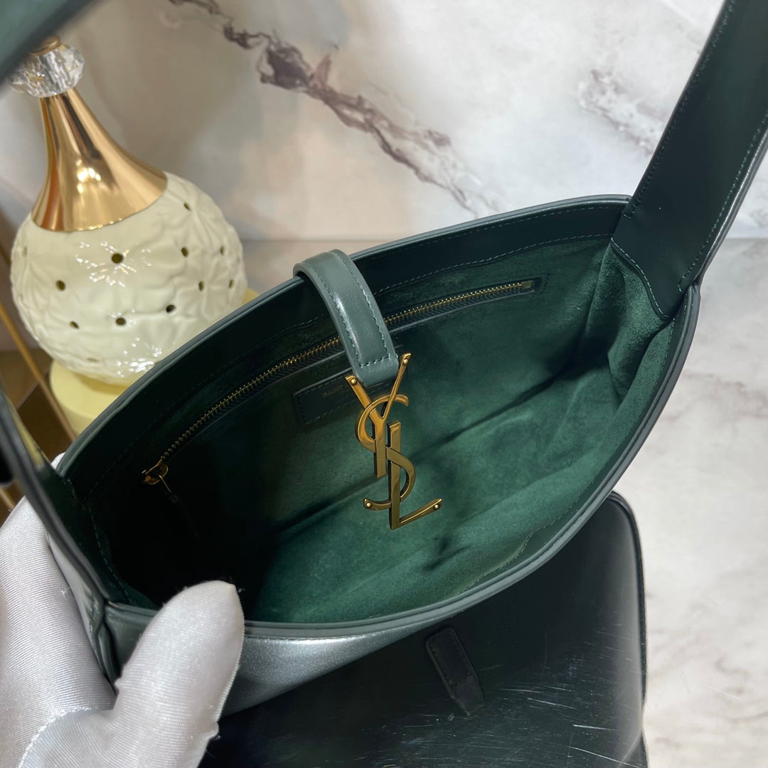 Yves Saint Laurent Mini Le 5 to 7 Leather Green