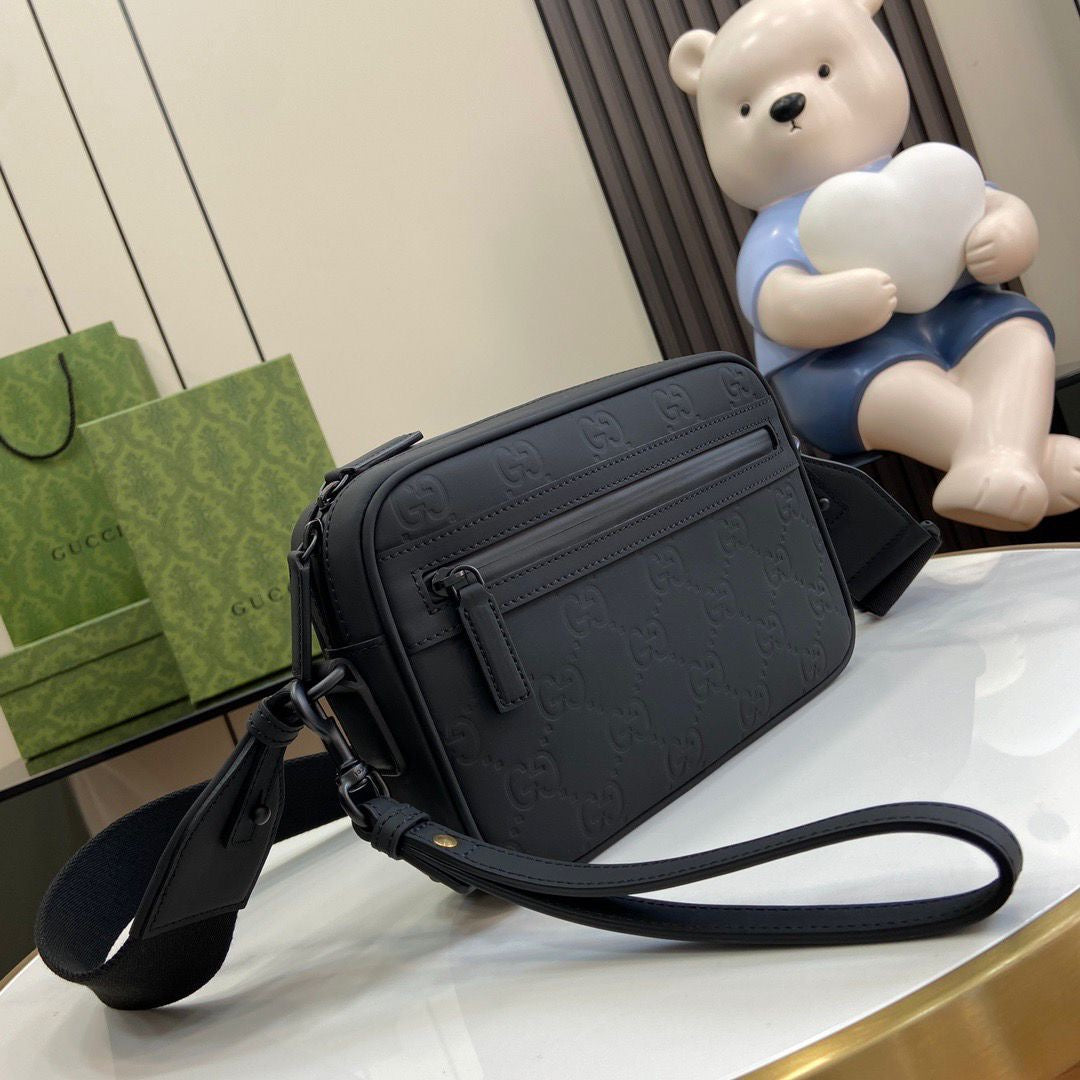 Bag Gucci GG Rubber Effect Crossbody Bag Black