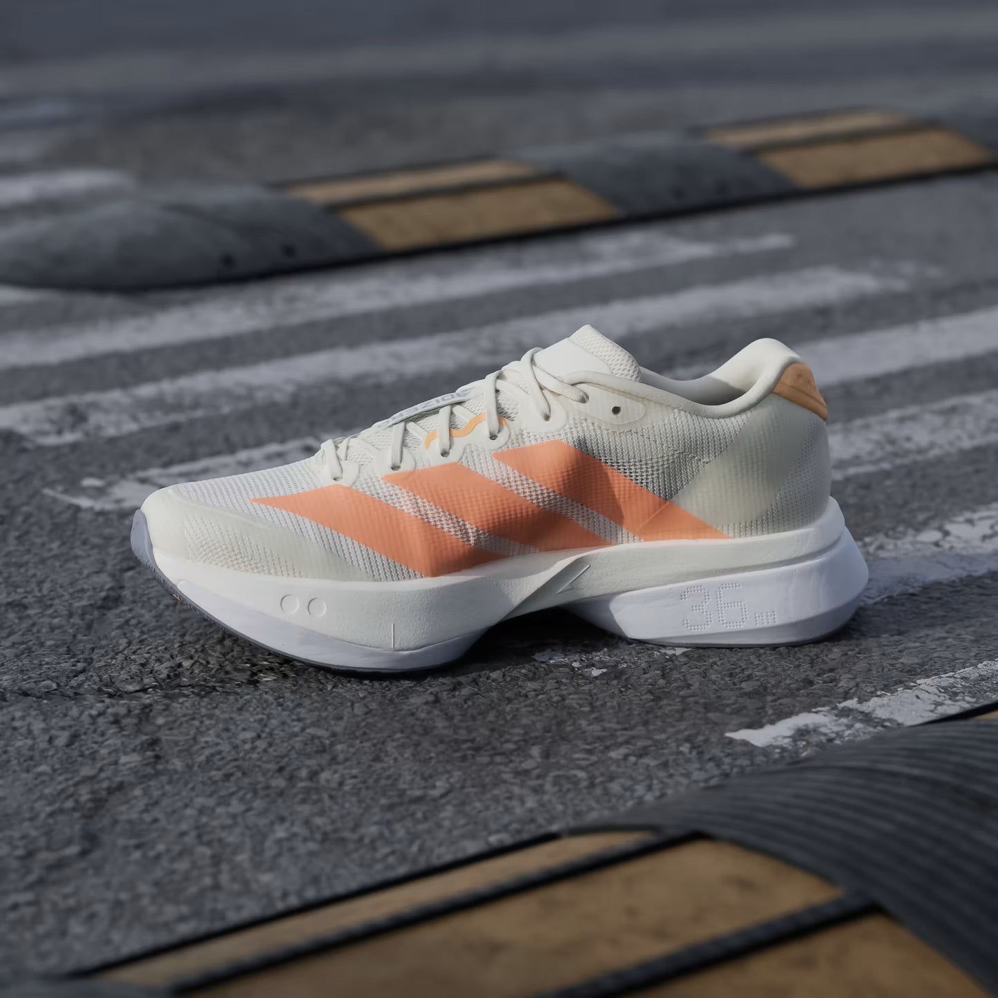 Tênis Adidas Adizero Boston 13 Off White / Beam Orange / Acid Orange