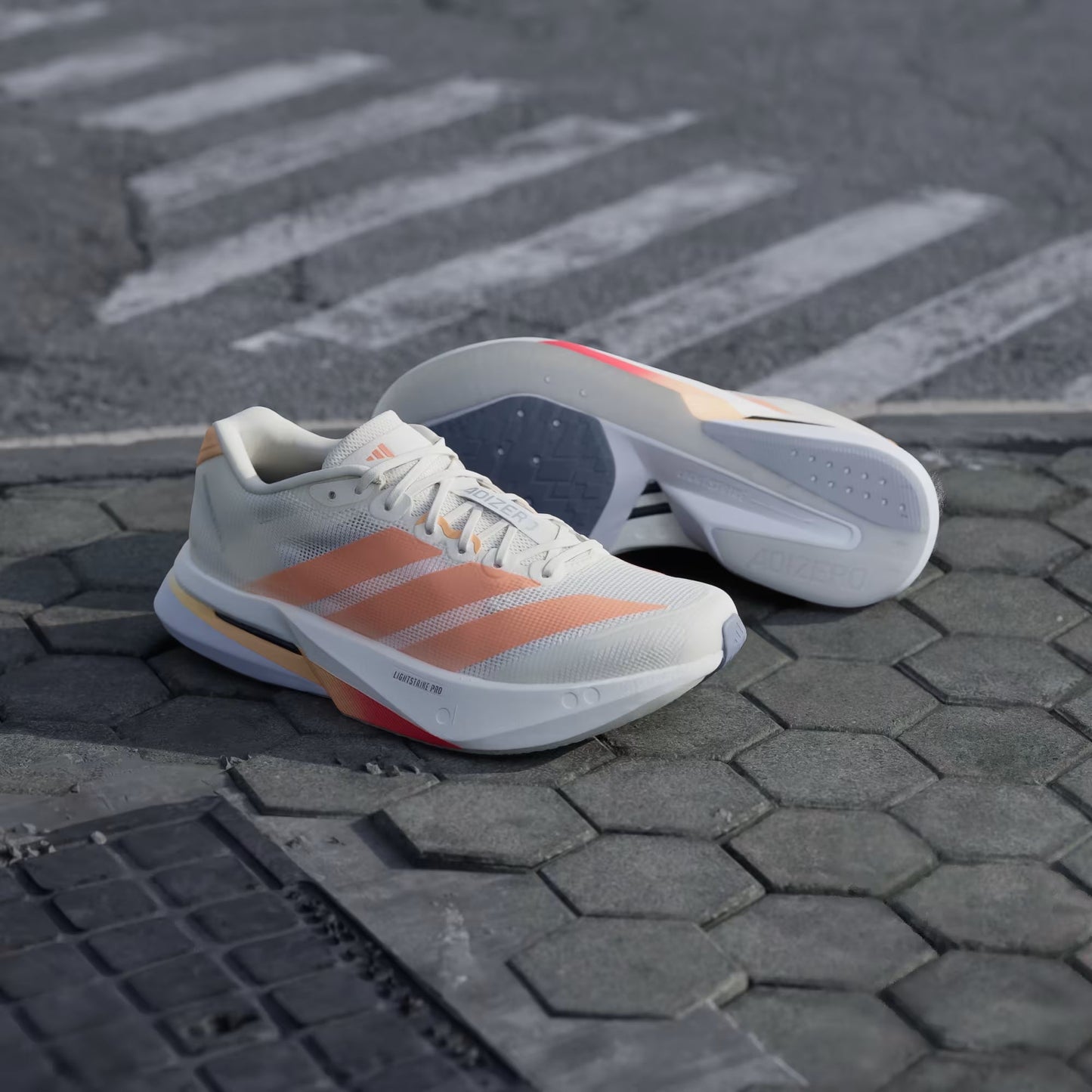 Tênis Adidas Adizero Boston 13 Off White / Beam Orange / Acid Orange
