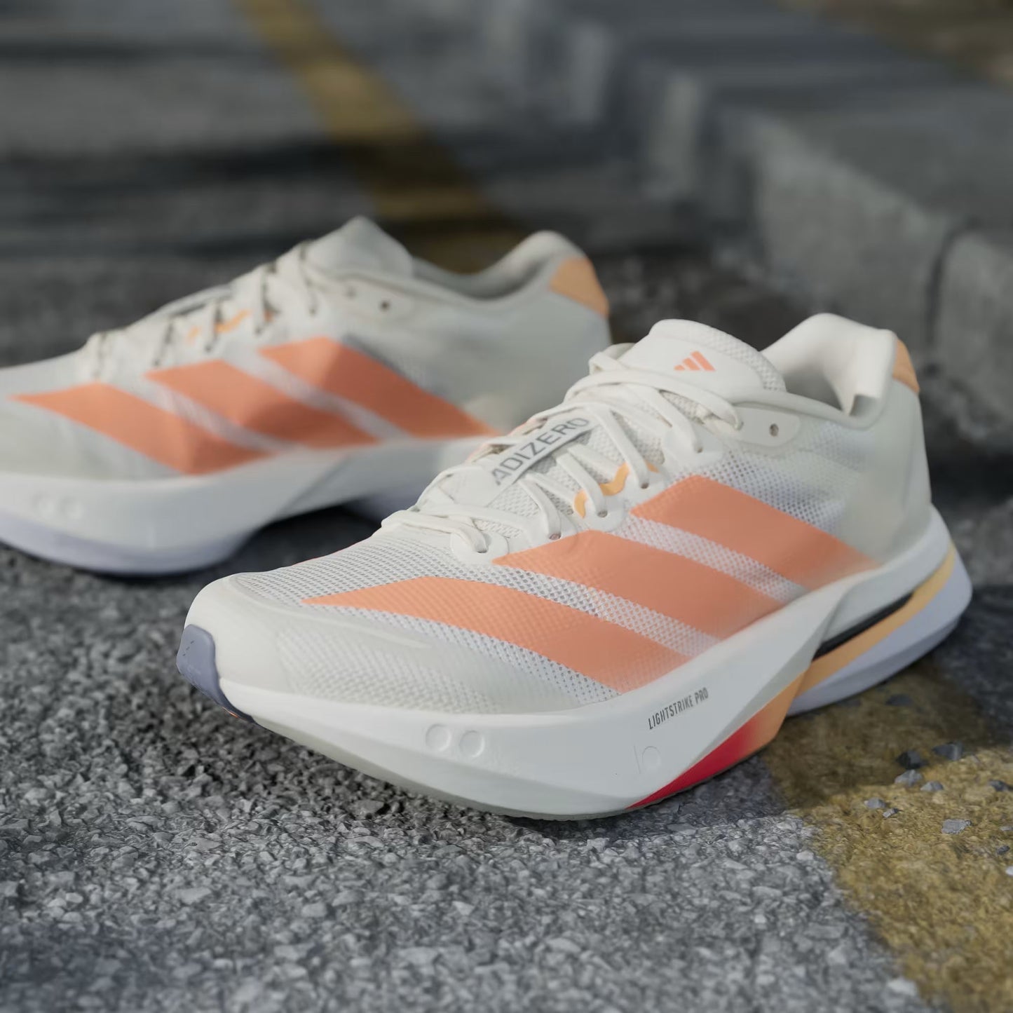 Tênis Adidas Adizero Boston 13 Off White / Beam Orange / Acid Orange
