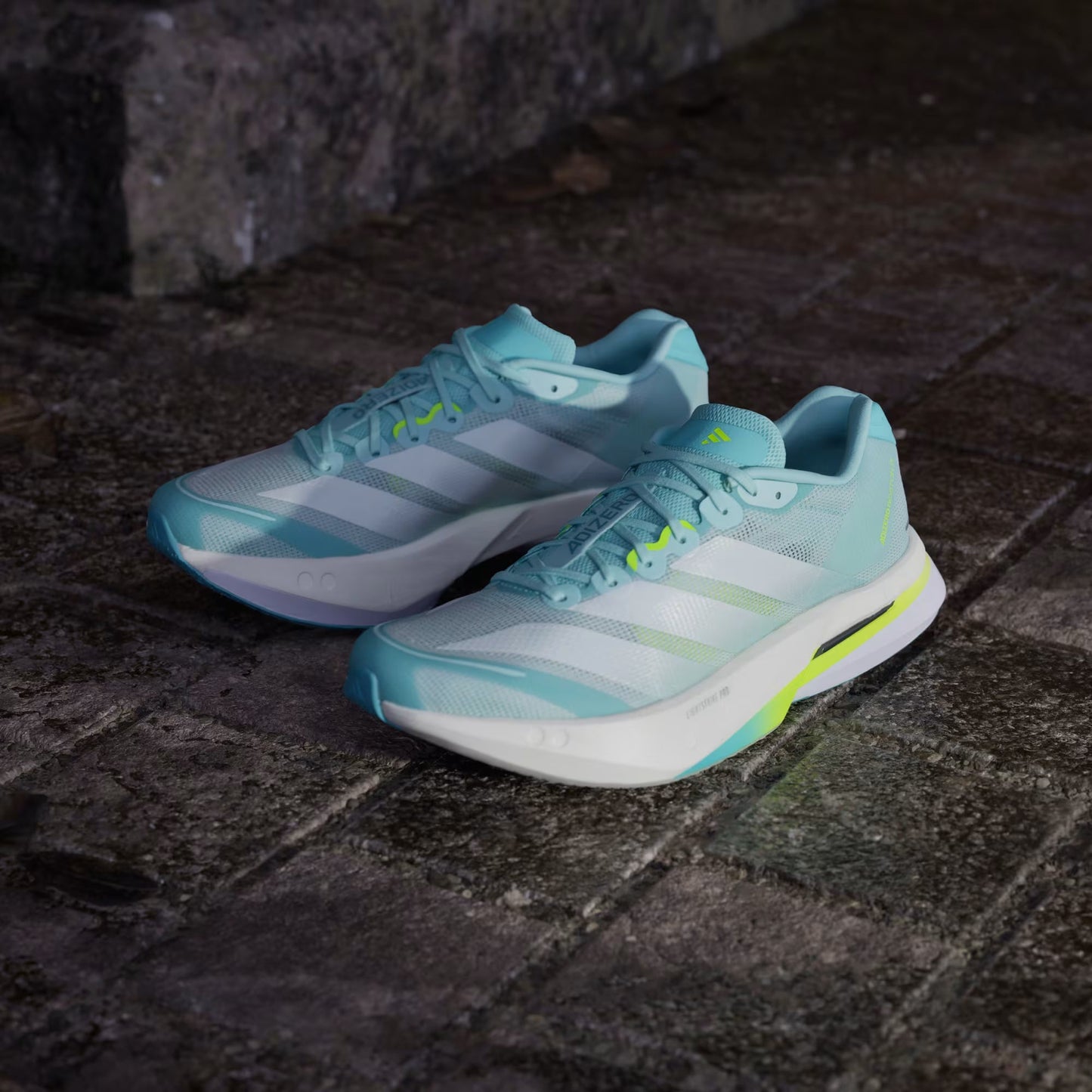 Tênis Adidas Adizero Boston 13 Semi Flash Aqua / Zero Metalic / Lucid Lemon