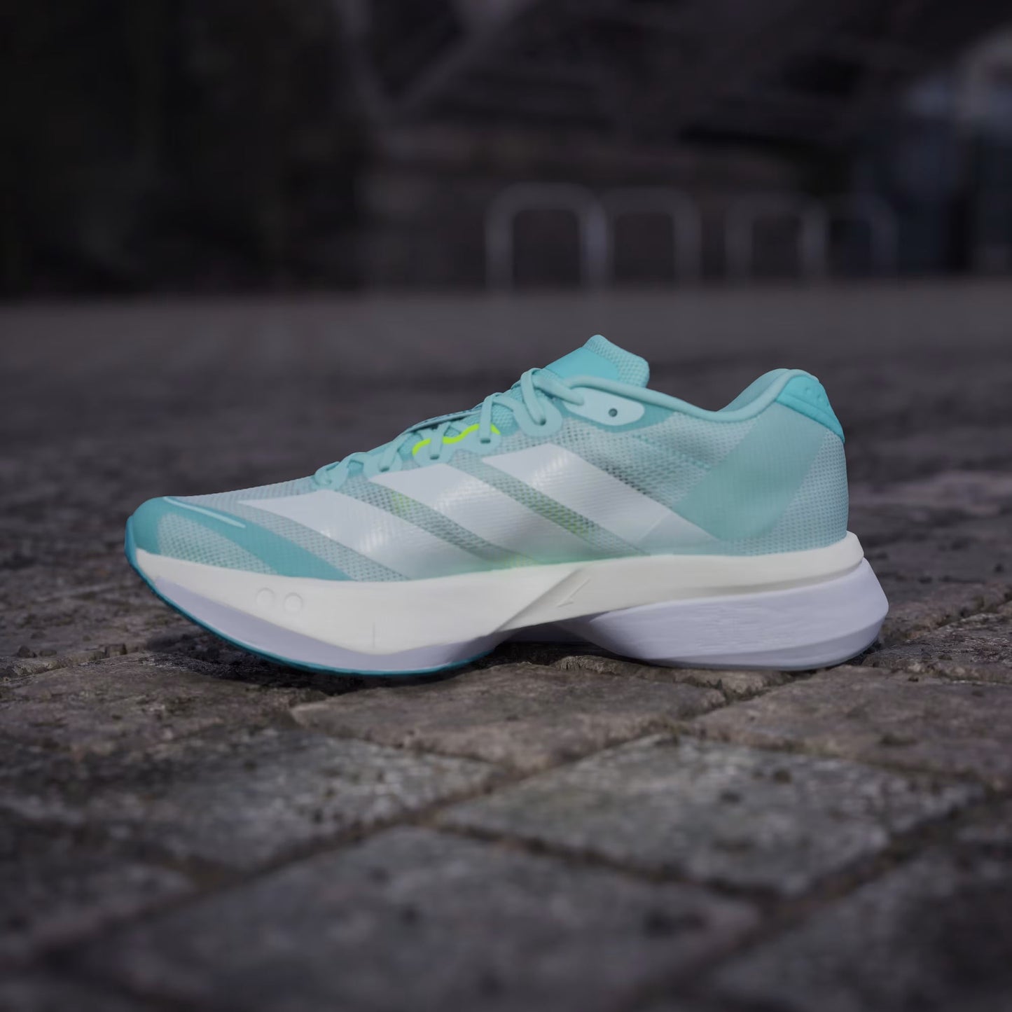 Tênis Adidas Adizero Boston 13 Semi Flash Aqua / Zero Metalic / Lucid Lemon
