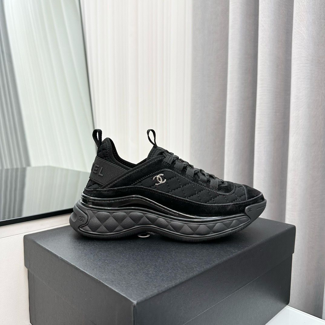 Chanel Suede Calfskin Mixed Fibers CC Black