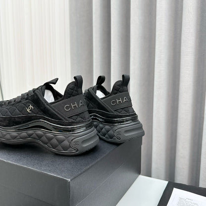 Chanel Suede Calfskin Mixed Fibers CC Black