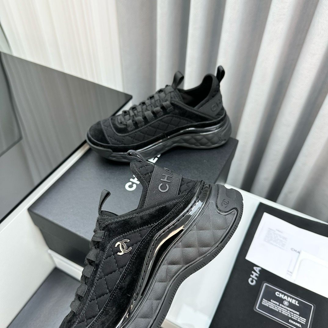 Chanel Suede Calfskin Mixed Fibers CC Black