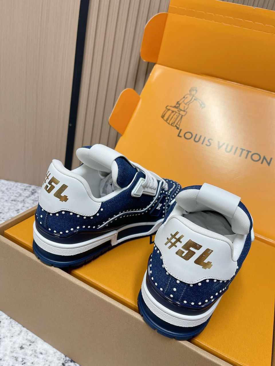 Louis Vuitton LV Trainer Blue Crystals