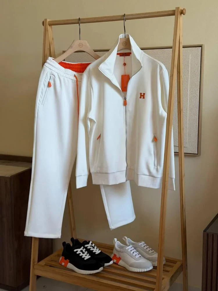 Conjunto Hermès Jacket Simbolo White Orange