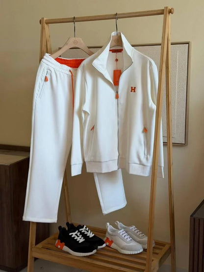 Conjunto Hermès Jacket Simbolo White Orange