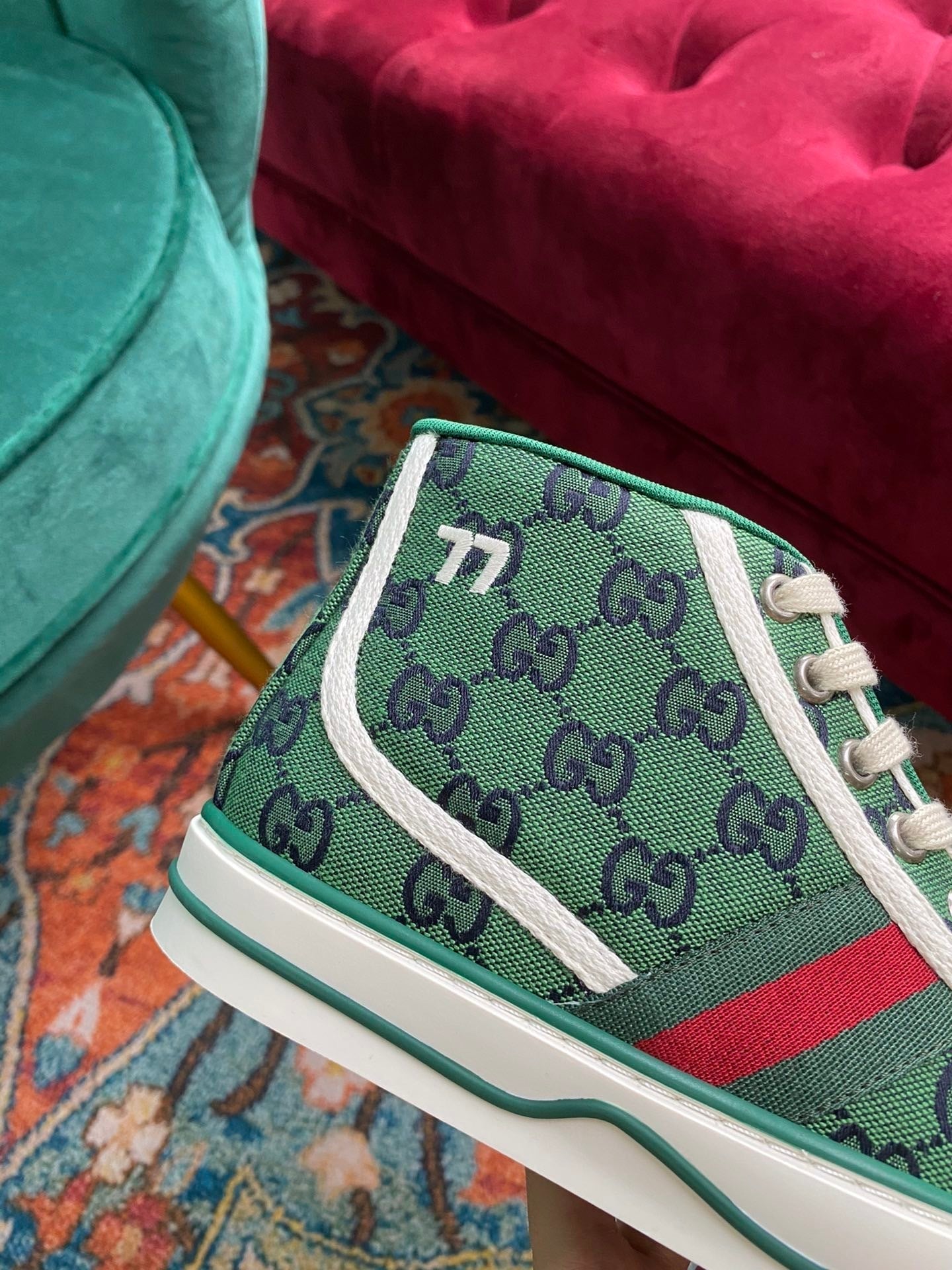 Gucci Tennis 1977 GG Multicolor high-top Green