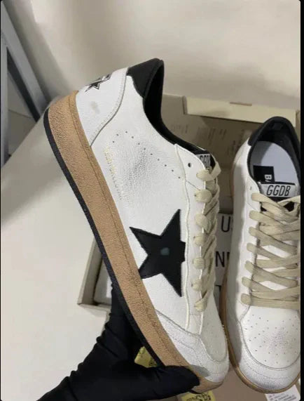 Golden Goose Ball-Star Low White Nappa Black Star