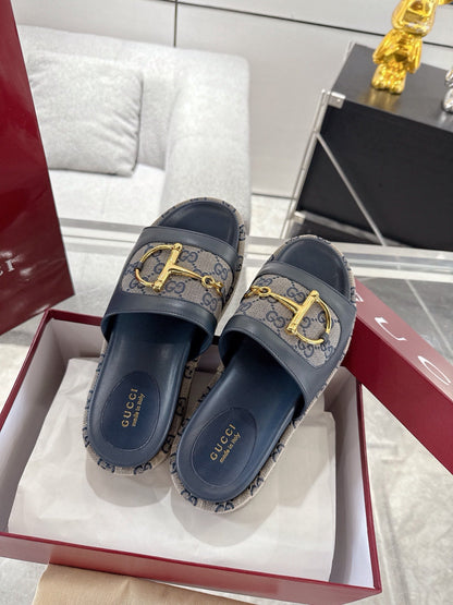 Chinelo Gucci Big D Half Horseclip Thick Bottom