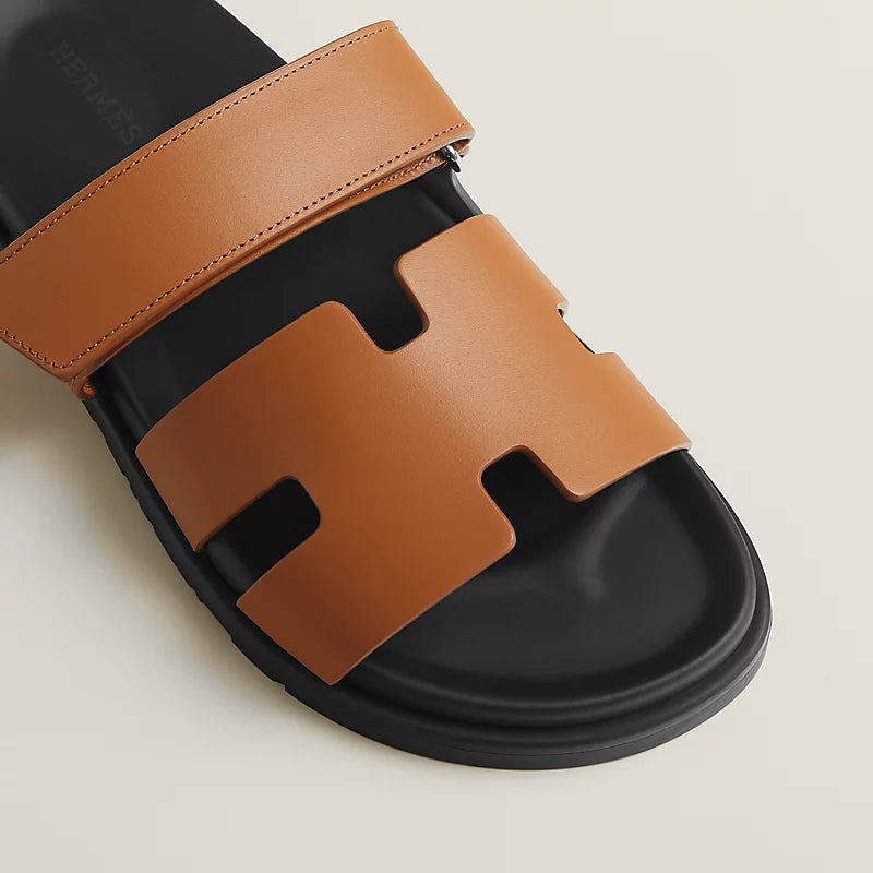 Hermes Chypre Sandal Noir  Black Orange