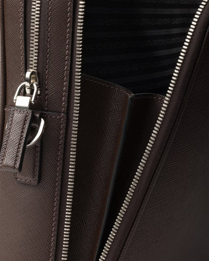 Messenger Prada Em Couro Saffiano Café