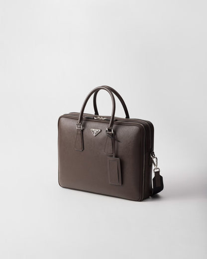 Messenger Prada Em Couro Saffiano Café