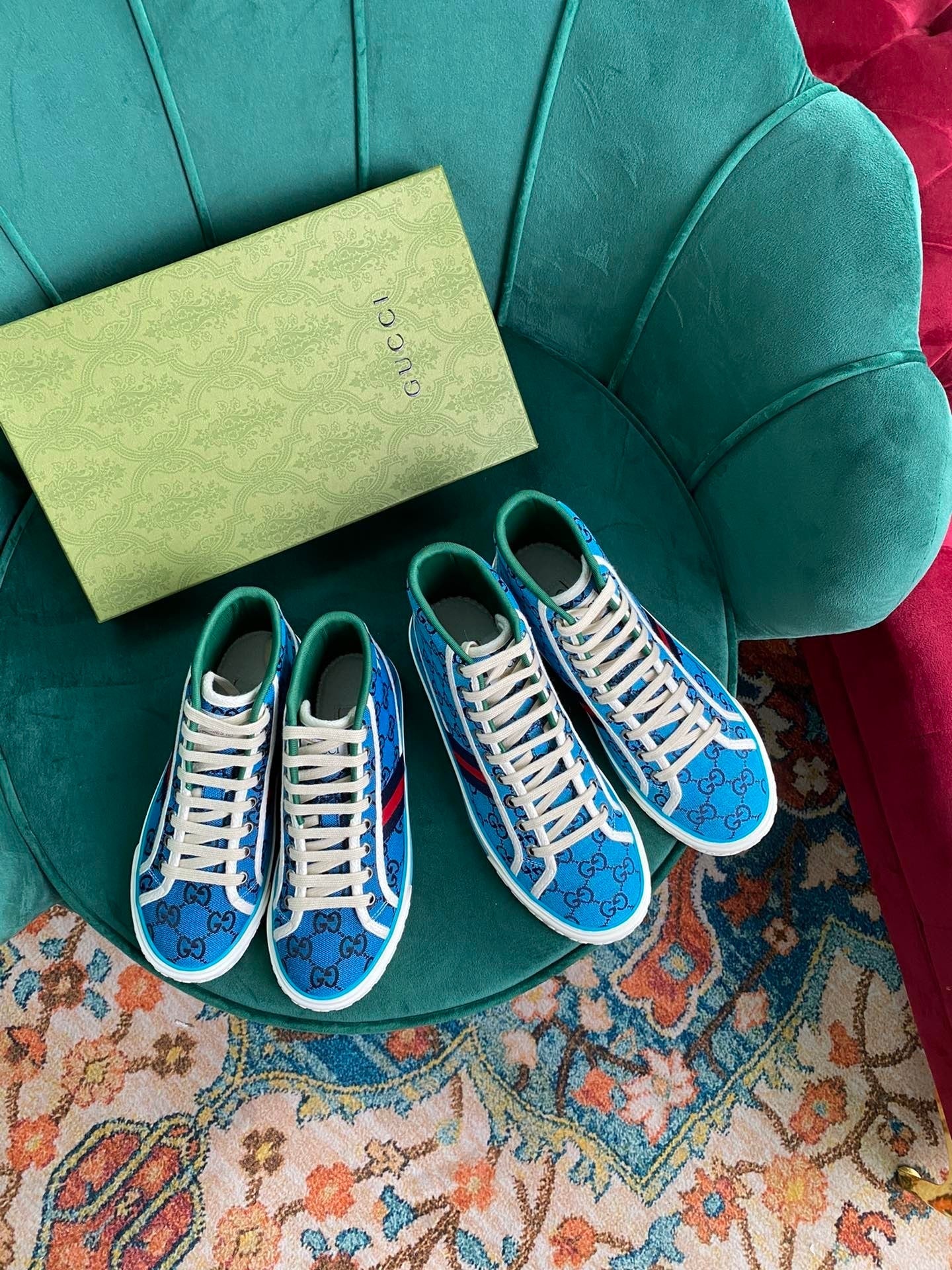 Gucci Tennis 1977 GG Multicolor high-top Blue