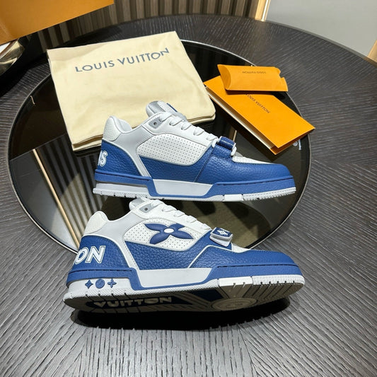 Louis Vuitton LV Trainer Low Velcro Strap Monogram Blue