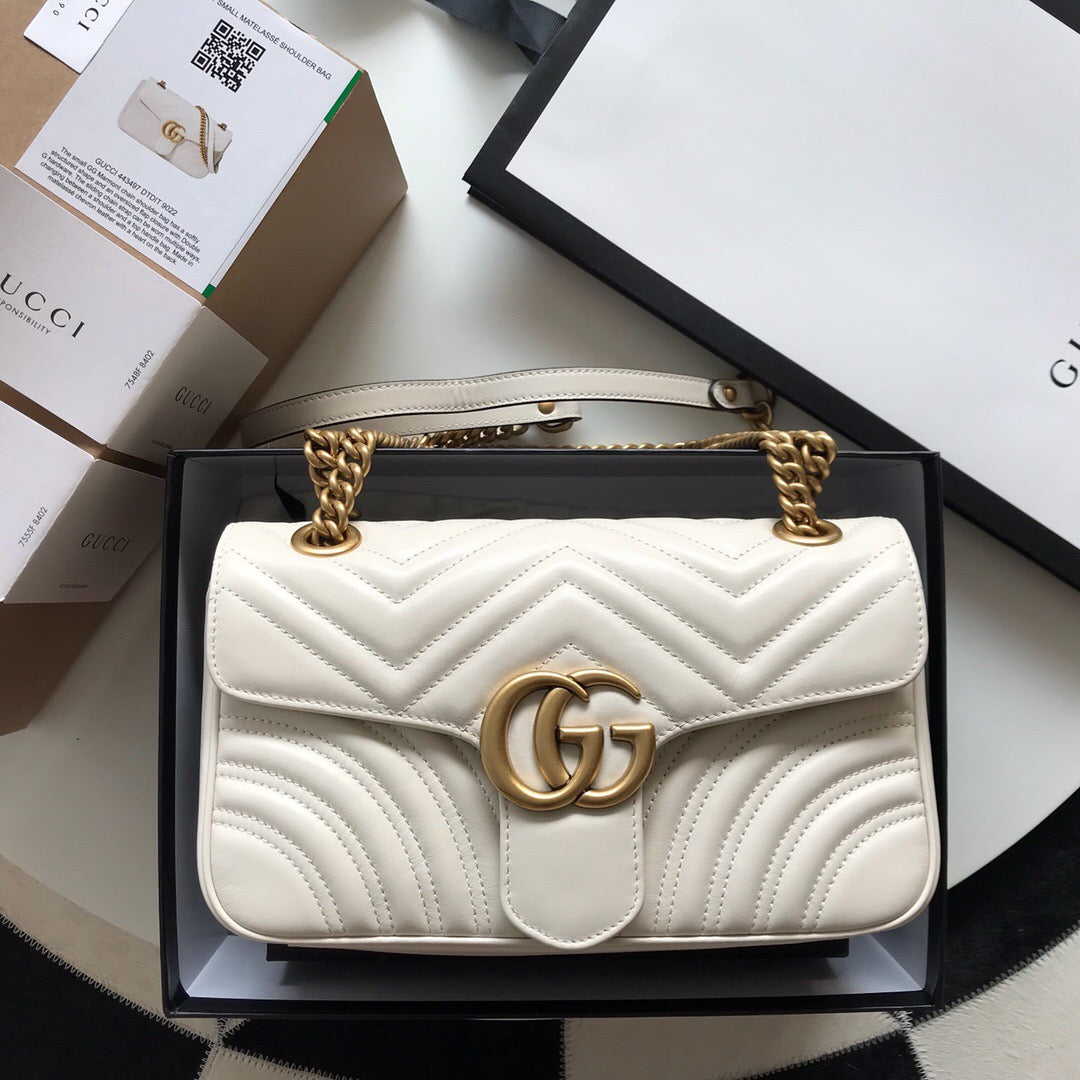 Gucci GG Marmont Small Matelasse Bag White