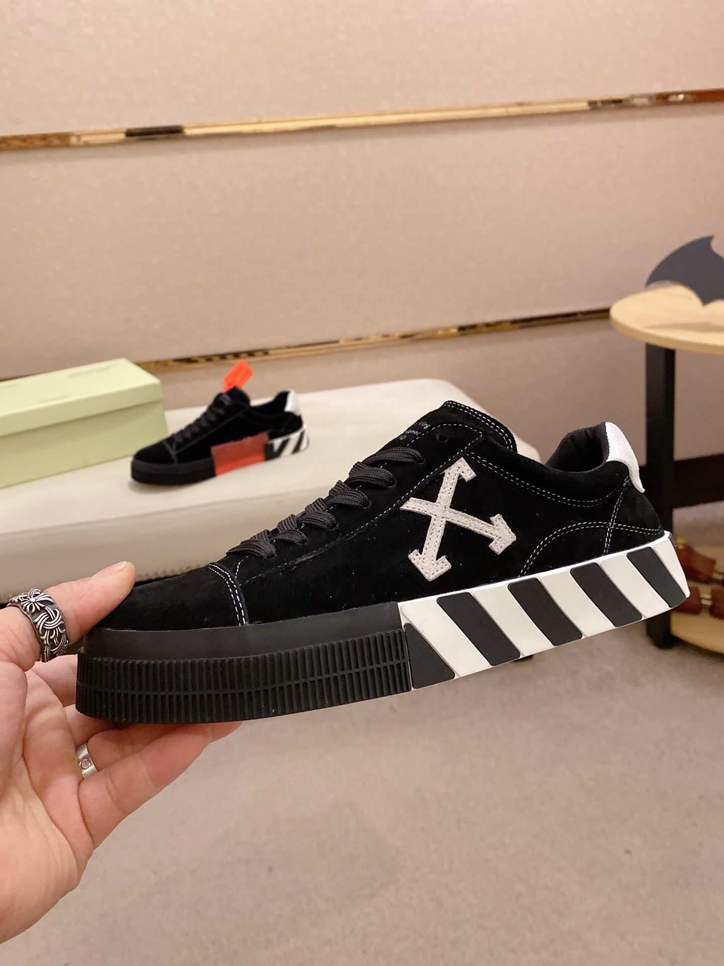 Off-White Vulcanized Black Low Top Sneakers