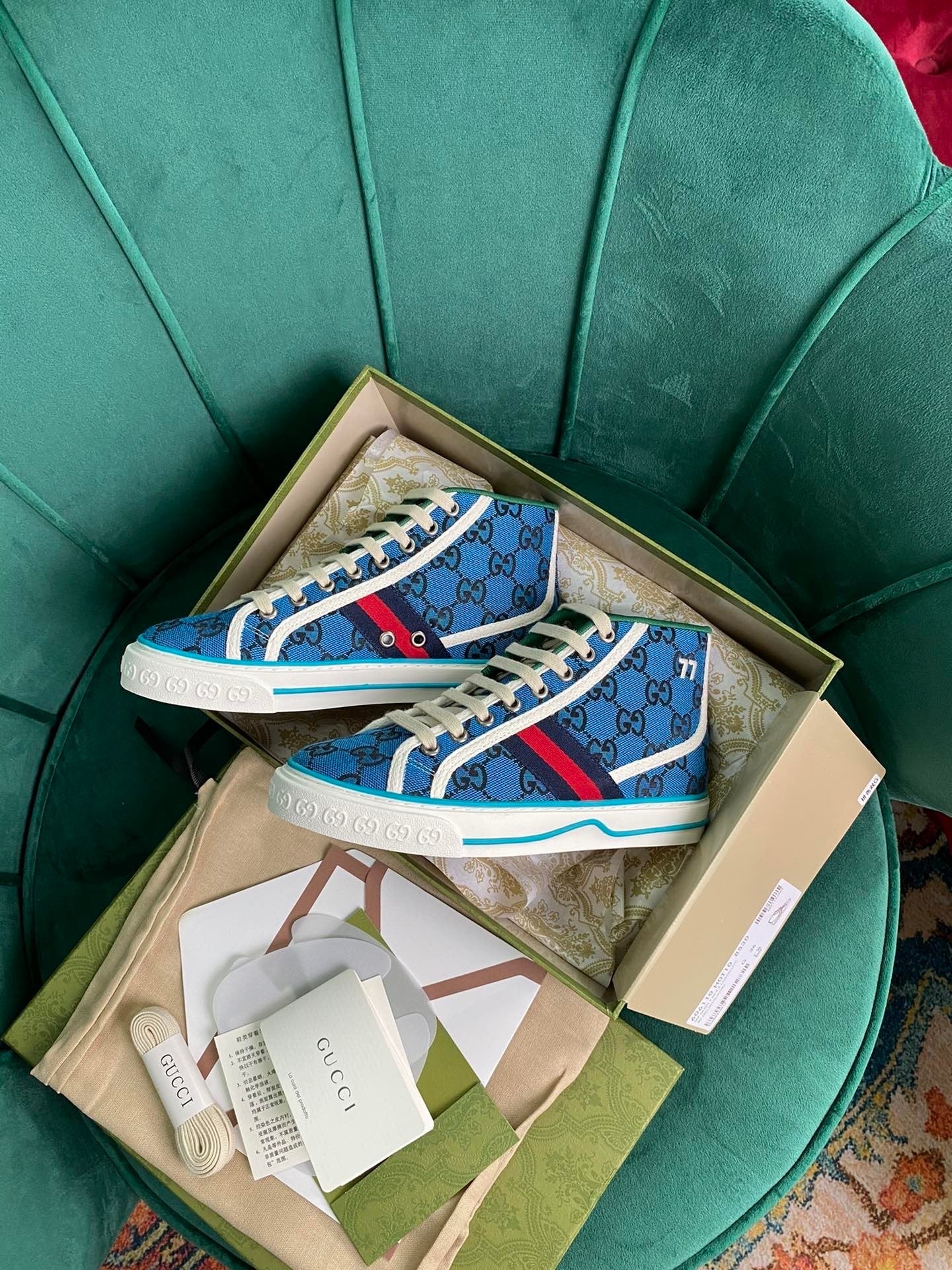 Gucci Tennis 1977 GG Multicolor high-top Blue