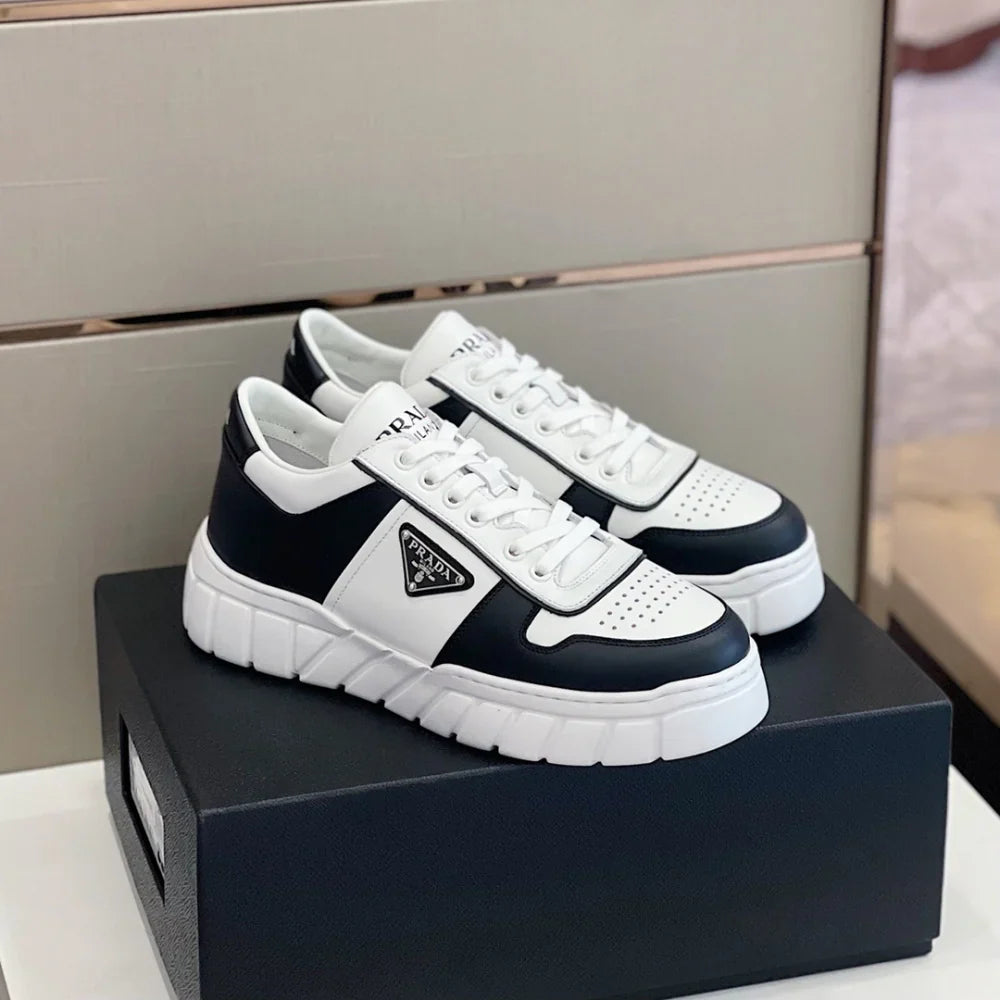 Prada Downtown Low Top Sneakers Black White