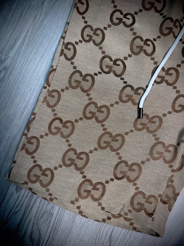 Shorts Gucci Beige Monogram Denim GG Gold
