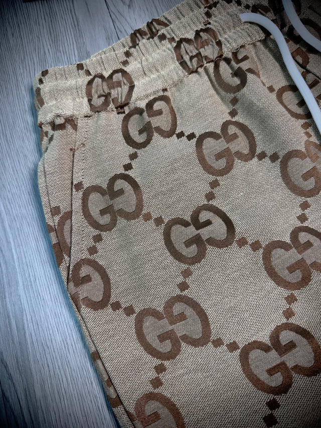 Shorts Gucci Beige Monogram Denim GG Gold