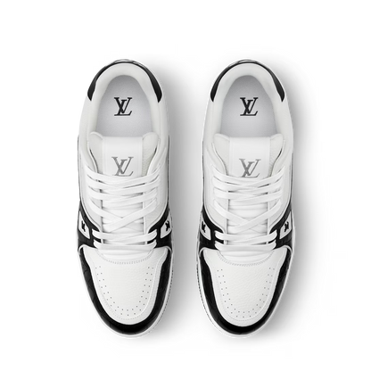 LV Trainer White Black Couro Texturizado