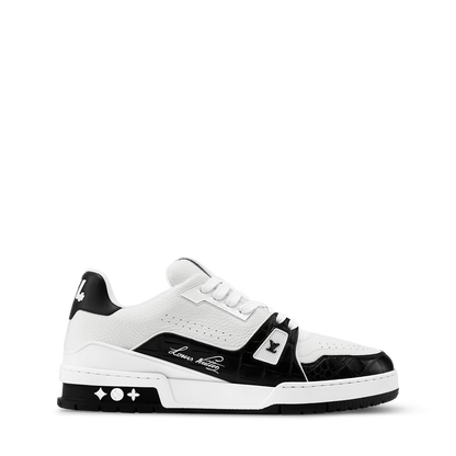 LV Trainer White Black Couro Texturizado