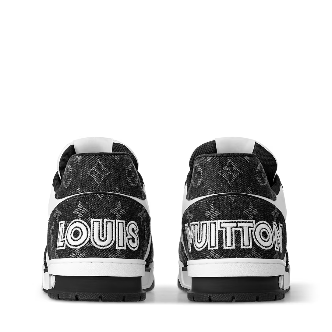 Louis Vuitton LV Trainer Low Velcro Strap Monogram Denim Black White