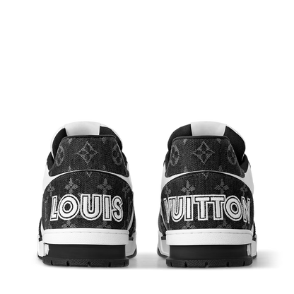 Louis Vuitton LV Trainer Low Velcro Strap Monogram Denim Black White