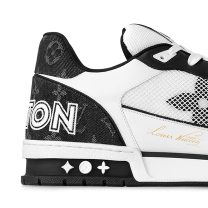 Louis Vuitton LV Trainer Low Velcro Strap Monogram Denim Black White