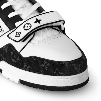 Louis Vuitton LV Trainer Low Velcro Strap Monogram Denim Black White