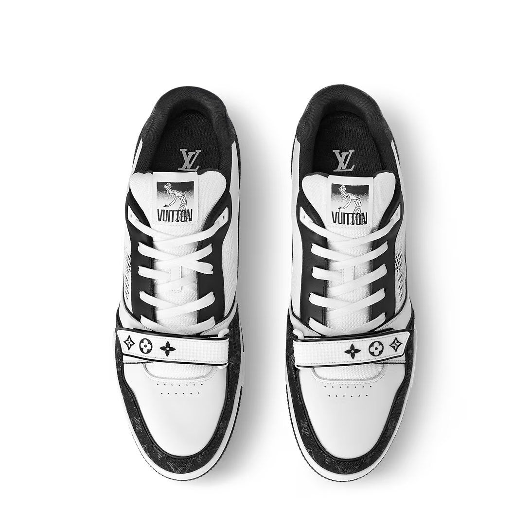 Louis Vuitton LV Trainer Low Velcro Strap Monogram Denim Black White