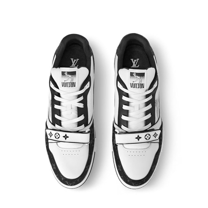 Louis Vuitton LV Trainer Low Velcro Strap Monogram Denim Black White