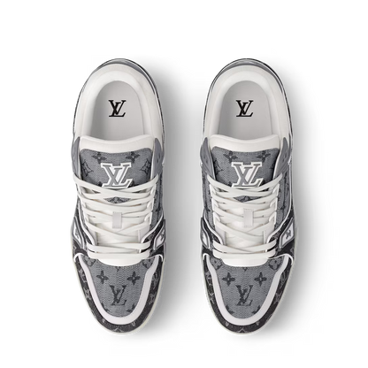 Louis Vuitton LV Trainer Grey Monogram Denim  White