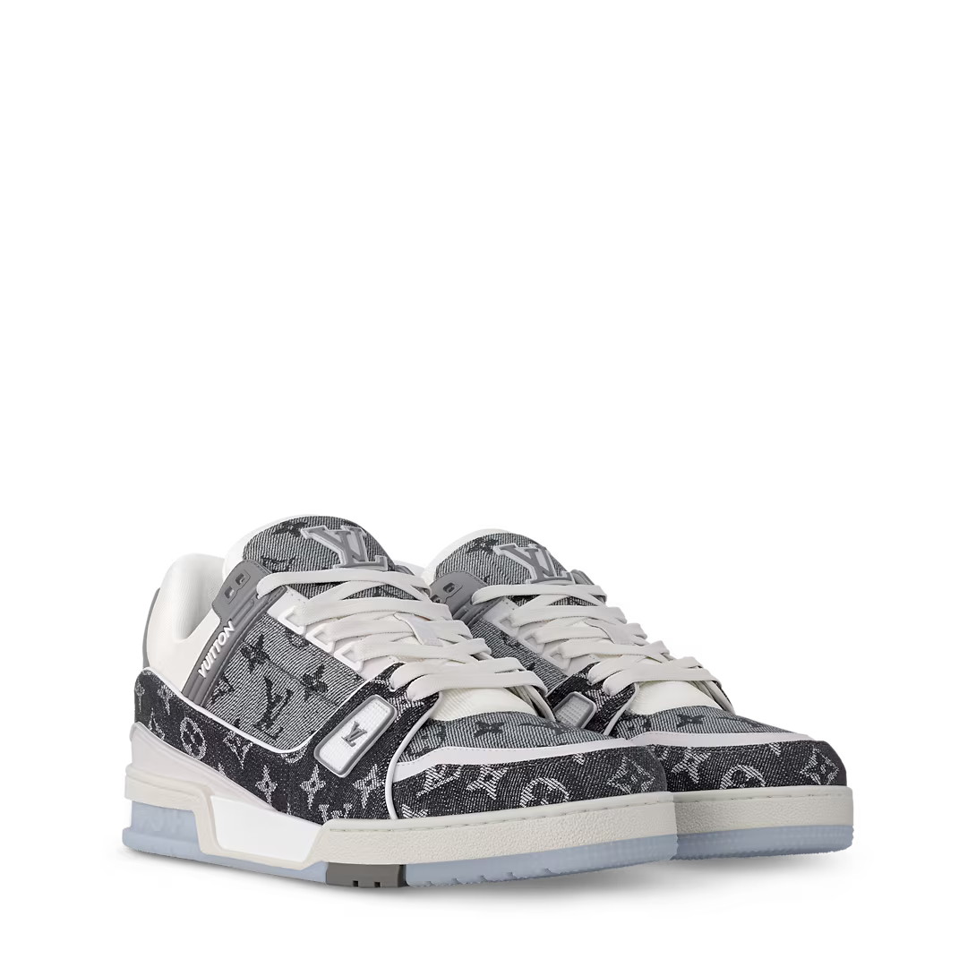 Louis Vuitton LV Trainer Grey Monogram Denim  White