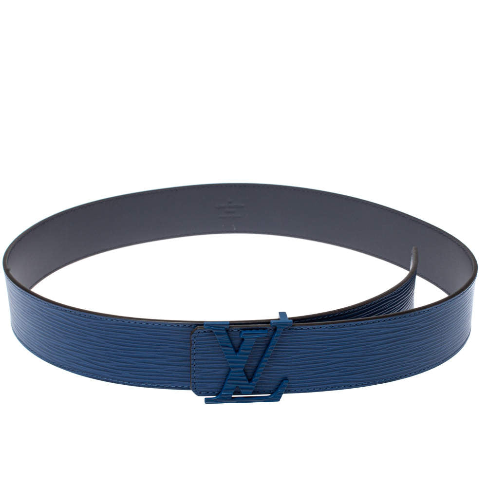 Cinto Louis Vuitton Blue Epi Leather LV Initiales Belt