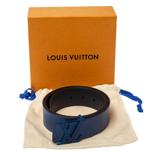 Cinto Louis Vuitton Blue Epi Leather LV Initiales Belt