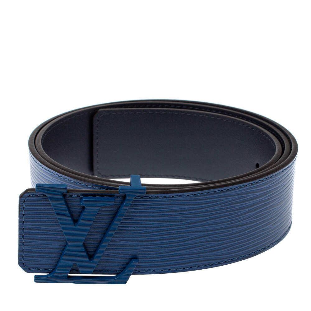 Cinto Louis Vuitton Blue Epi Leather LV Initiales Belt