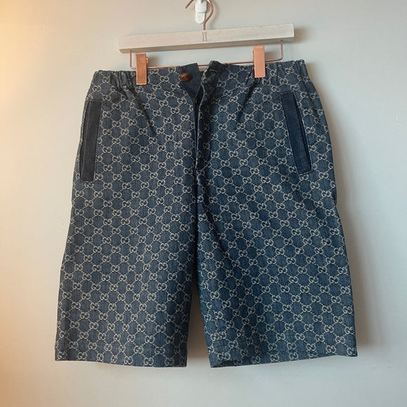 Shorts Gucci Jacquard Denim Blue GG