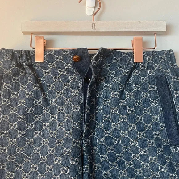 Shorts Gucci Jacquard Denim Blue GG