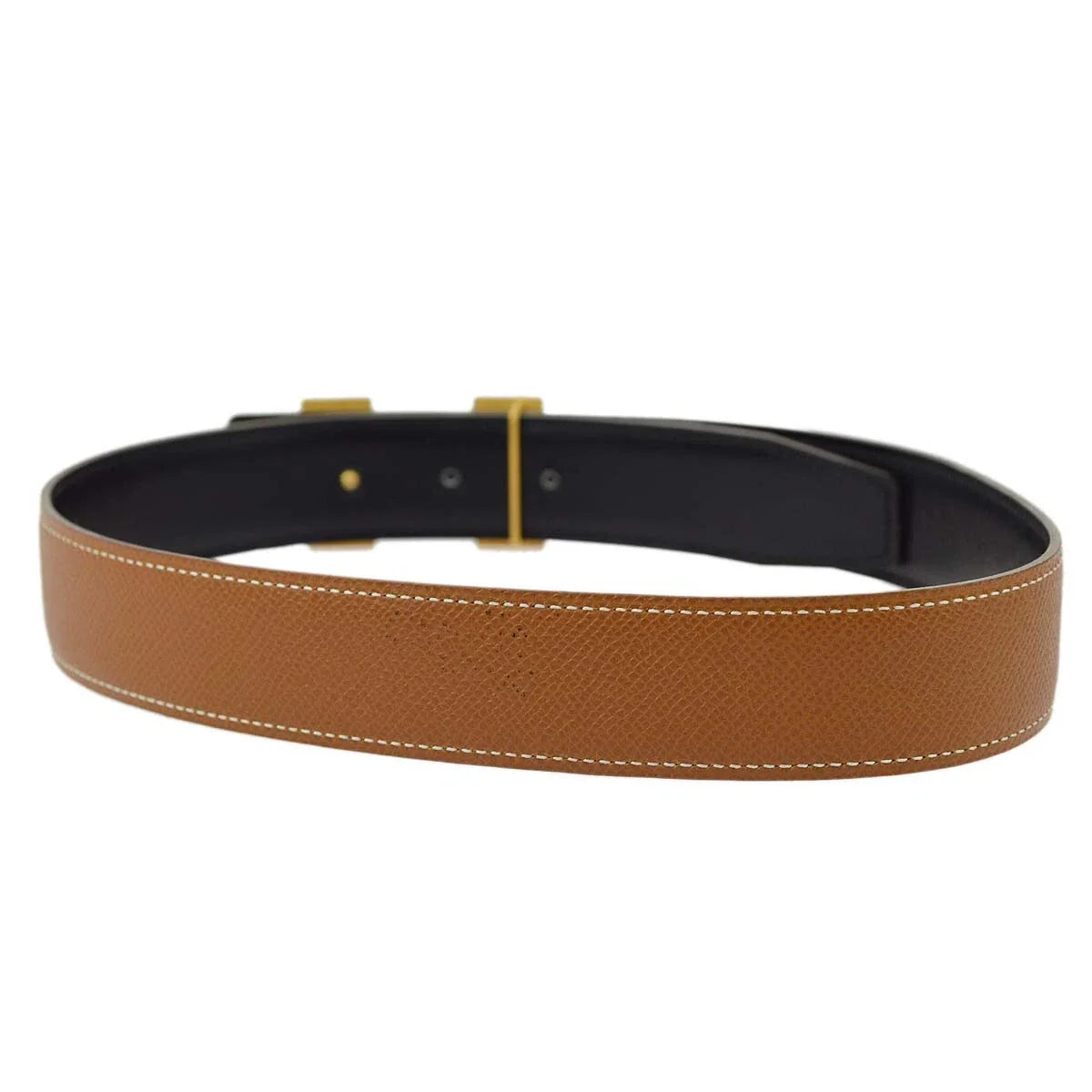 Cinto Hermes Brown Gold Logo